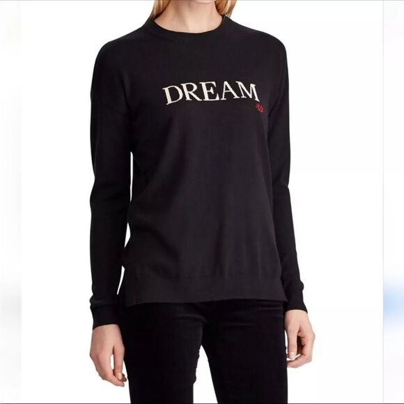 Lauren Ralph Lauren DREAM Graphic Knit Pullover Sweater Sz XL Black Preppy - Picture 1 of 7